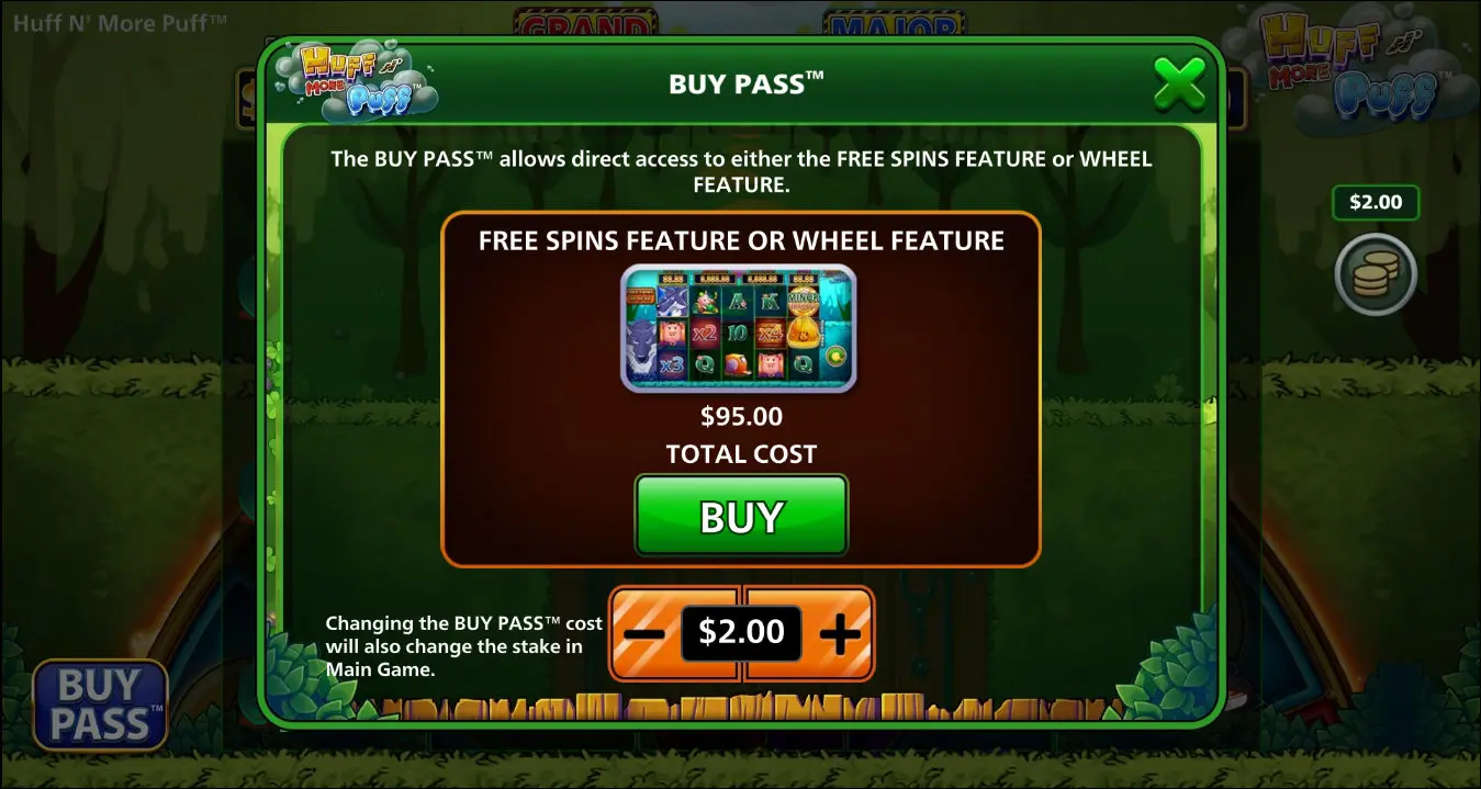 Huff N Puff Slot Game Interface